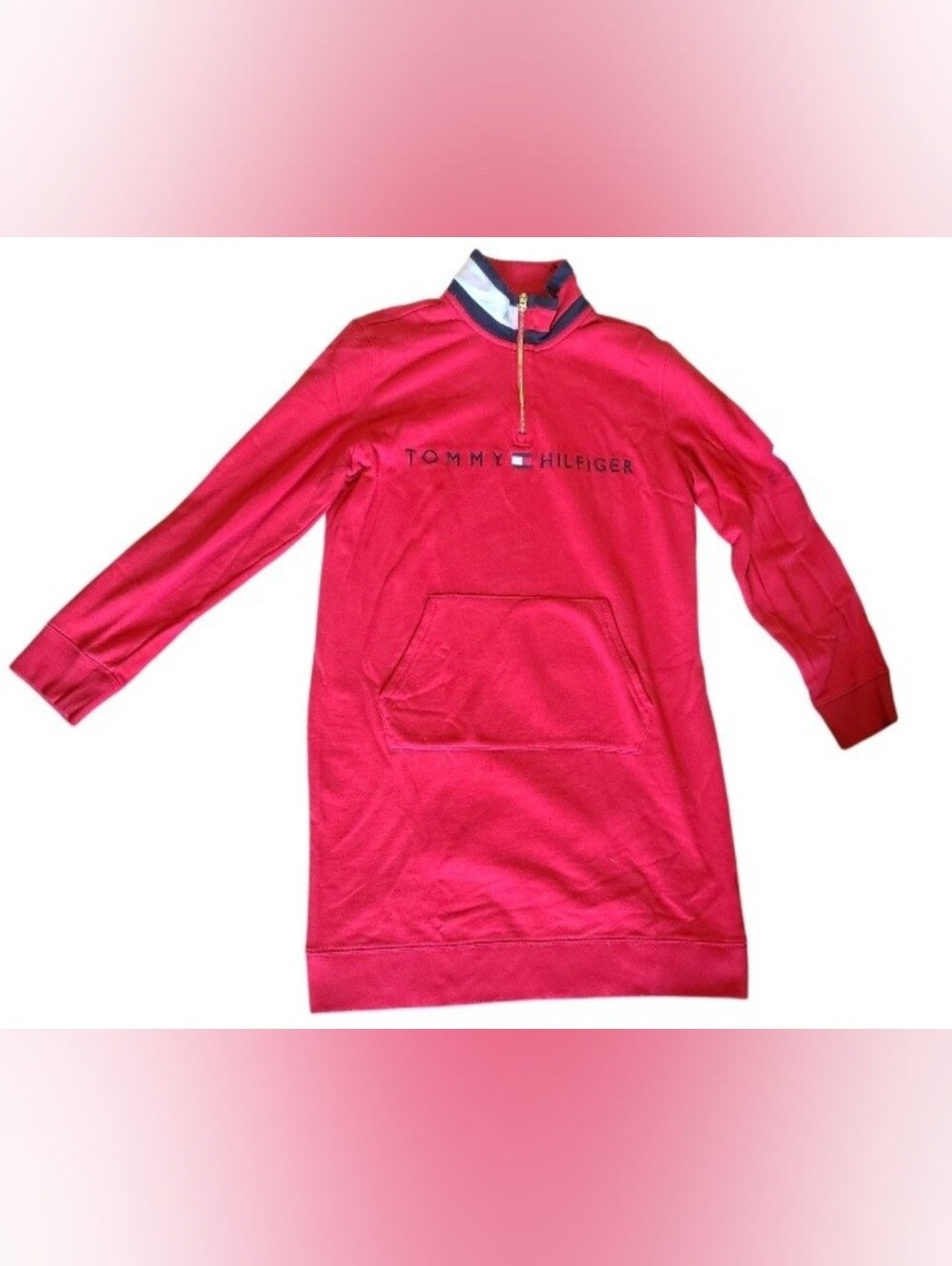 Tommy Hilfiger Vintage 90s Style Quarter Zip Sweatshirt Dress